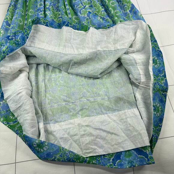 Gretchen Scott Dress Womens Small Green Fiesta Chiffon Maxi Sleeveless Smocked - Picture 7 of 12